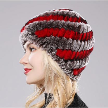Sienna Plush Fitted Beanie | Striped Banded Beanie