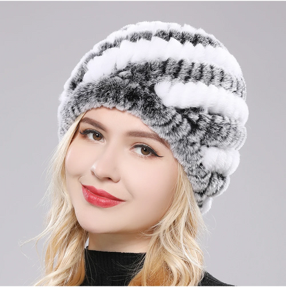 Sienna Plush Fitted Beanie | Striped Banded Beanie