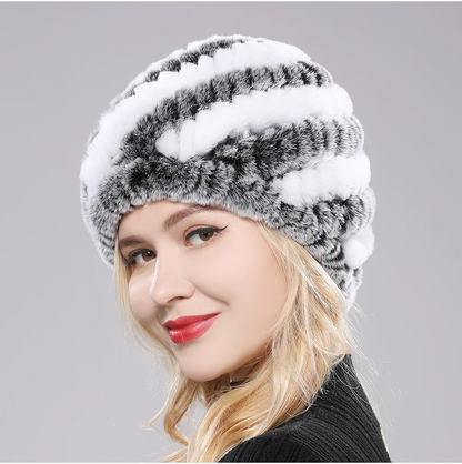 Sienna Plush Fitted Beanie | Striped Banded Beanie