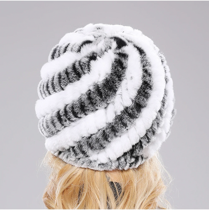 Sienna Plush Fitted Beanie | Striped Banded Beanie
