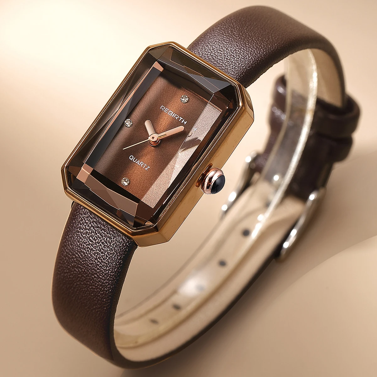 Sienna Rectangular Case Wristwatch | Faceted Crystal Gold-Tone Wristwatch