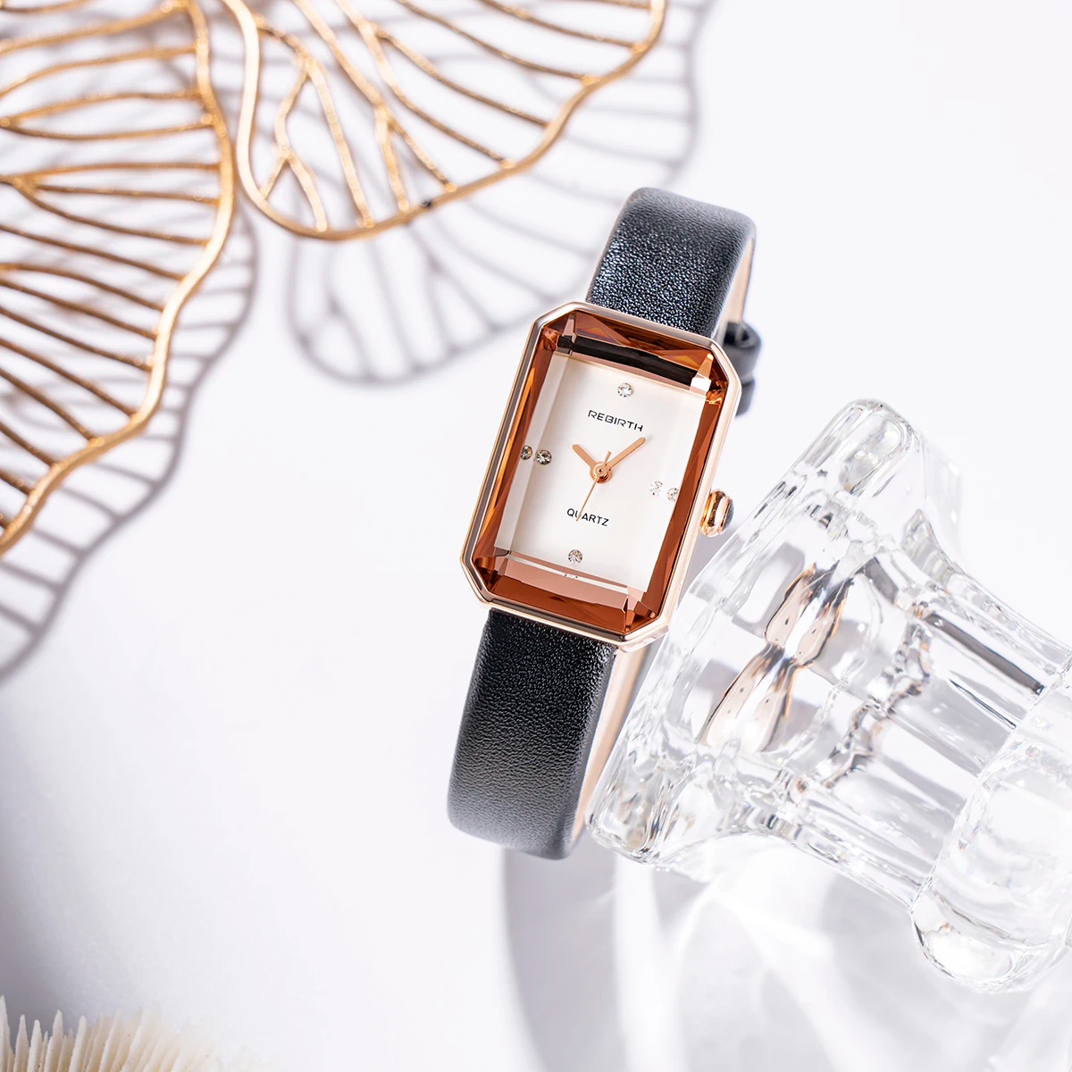 Sienna Rectangular Case Wristwatch | Faceted Crystal Gold-Tone Wristwatch