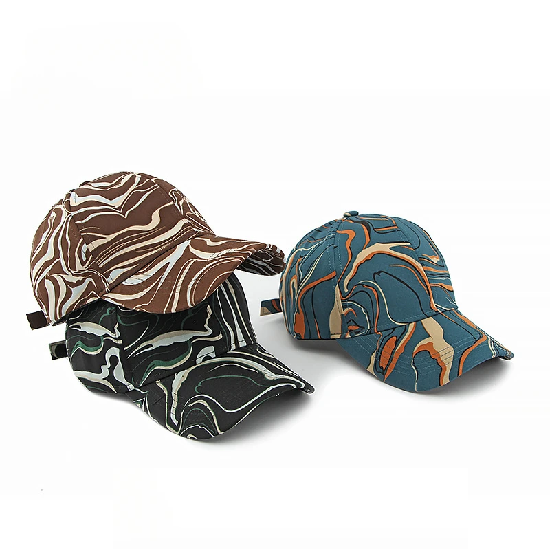 Freddie Structured Fit Baseball Cap | Abstract Print Curved Brim Cap