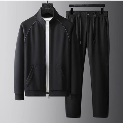Men's Slim Stand Collar Zip Tracksuit Set