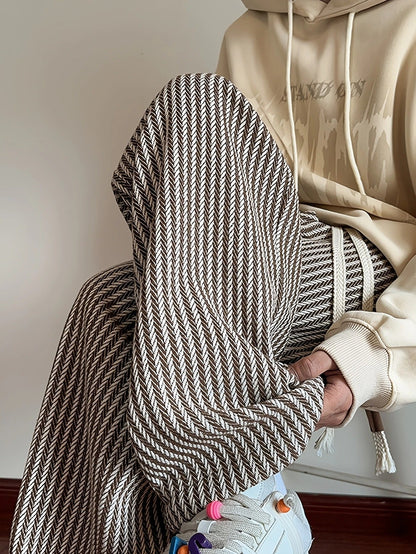 Giulia Relaxed Fit Herringbone Pants | Drawstring Waist Gathered Hem Pants