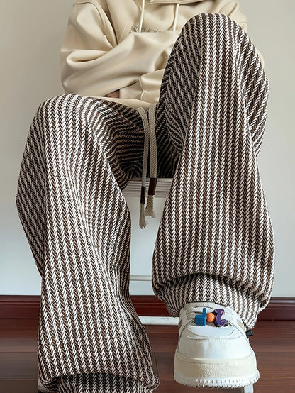 Giulia Relaxed Fit Herringbone Pants | Drawstring Waist Gathered Hem Pants