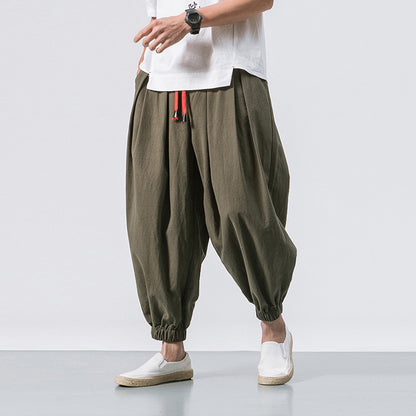 Men's Cotton-Blend Ankle Cuff Drawstring Pants