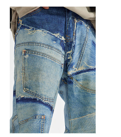 Men's Loose Straight Light Wash Cotton Jeans