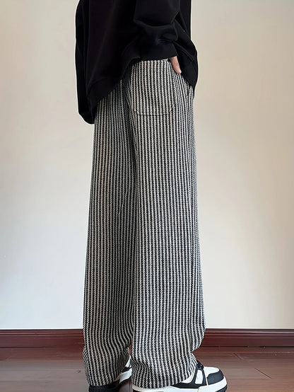 Giulia Relaxed Fit Herringbone Pants | Drawstring Waist Gathered Hem Pants