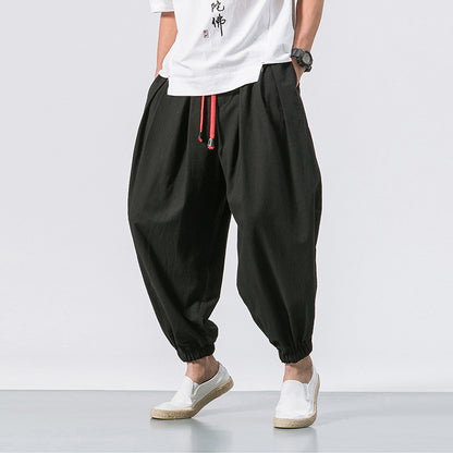 Men's Cotton-Blend Ankle Cuff Drawstring Pants