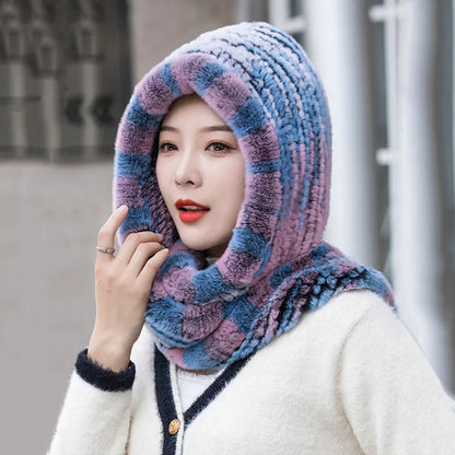 Rosie Ribbed Hooded Cowl Neck Hooded Scarf | Relaxed Fit Neck and Head Coverage Scarf