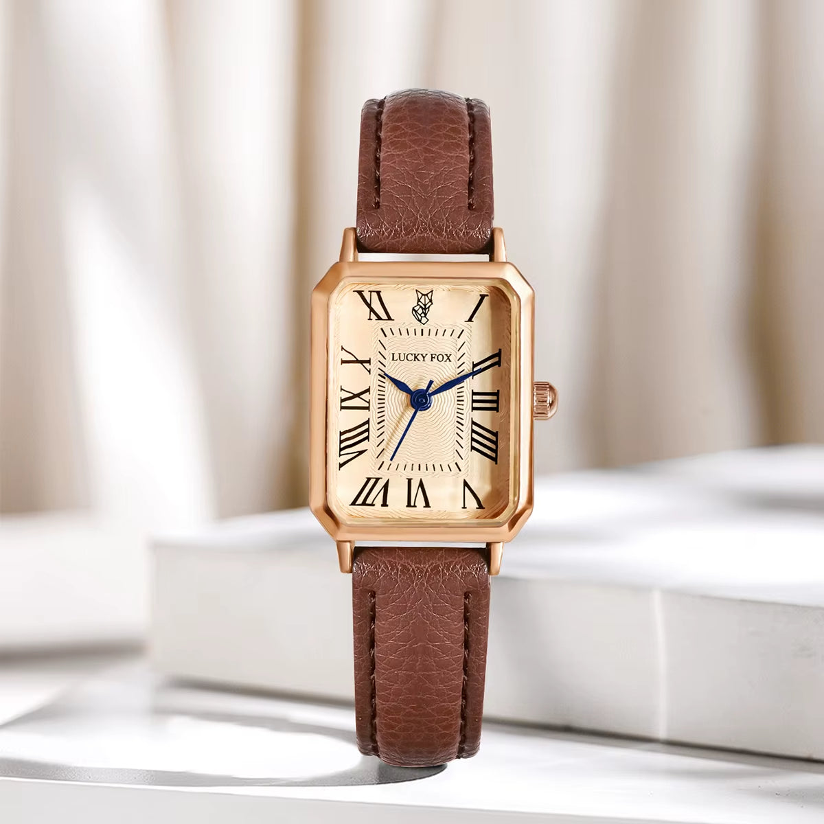 Isabella Rectangle Wristwatch | Roman Numerals Solid Wristwatch