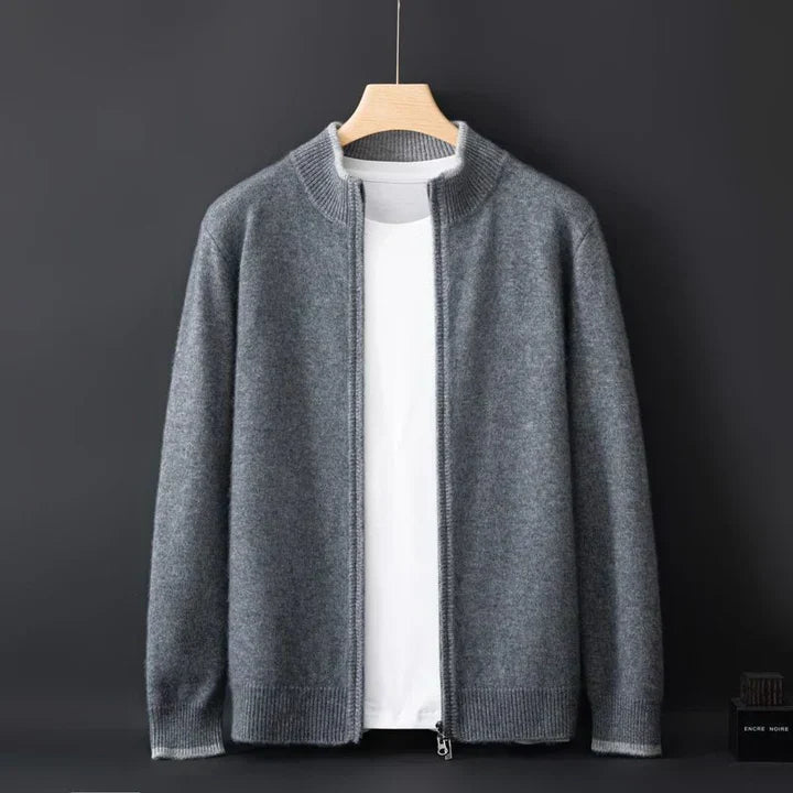 Arthur Regular Fit Cardigan | Stand Collar Zip Front Cardigan