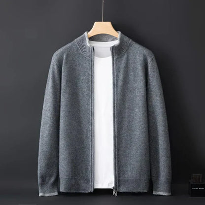 Arthur Regular Fit Cardigan | Stand Collar Zip Front Cardigan