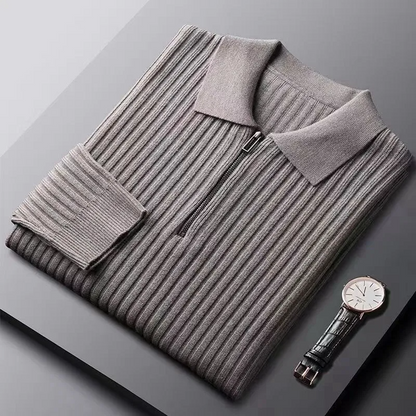 Oscar Ribbed Polo Sweater | Collared Long Sleeve Men’s Sweater