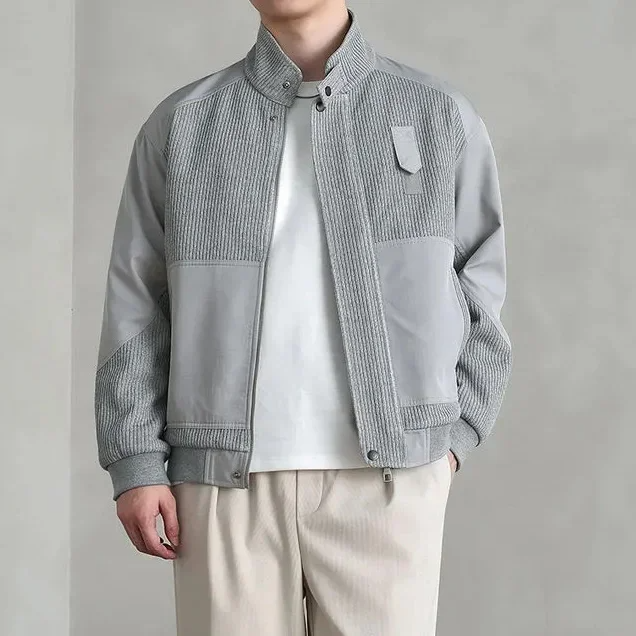 Oscar Relaxed Fit Bomber Jacket | Stand Collar Hip-Length Bomber Jacket