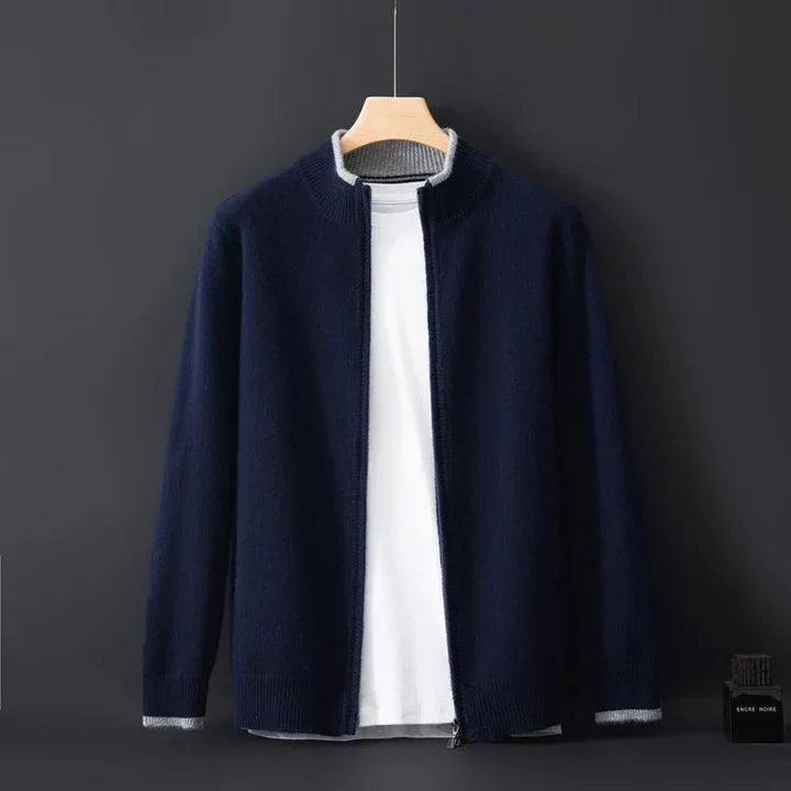 Arthur Regular Fit Cardigan | Stand Collar Zip Front Cardigan