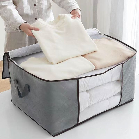 Foldable Fabric Storage Bag With Transparent Top