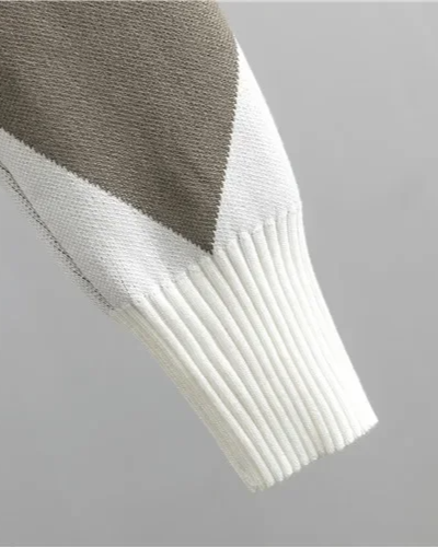 Rosie Relaxed Fit Argyle Turtleneck Sweater Two-Piece Set | Ribbed Hip-Length Sweater and Ribbed Joggers