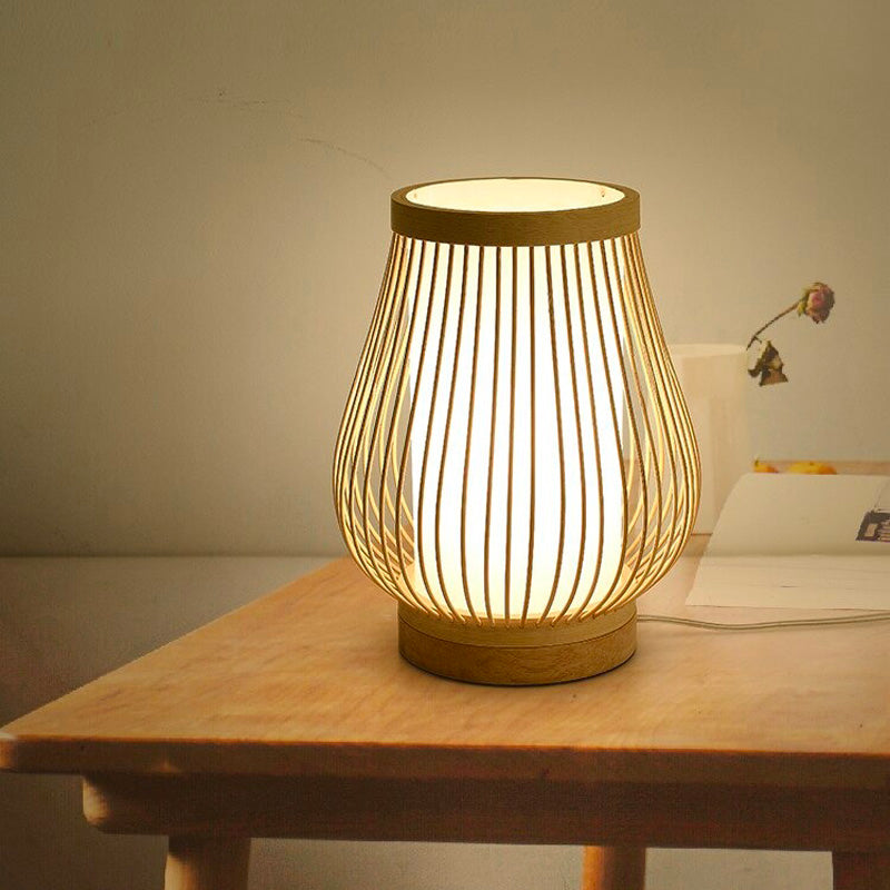 Table Lamp With Hand-Woven Bamboo Frame