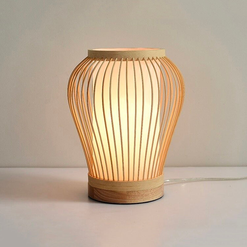 Table Lamp With Hand-Woven Bamboo Frame