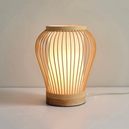 Table Lamp With Hand-Woven Bamboo Frame