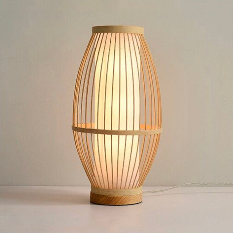 Table Lamp With Hand-Woven Bamboo Frame