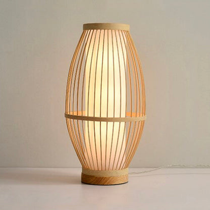 Table Lamp With Hand-Woven Bamboo Frame