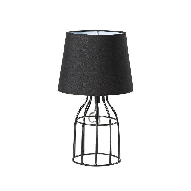 Industrial Wireframe Table Lamp with Fabric Shade