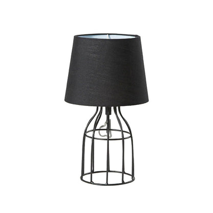 Industrial Wireframe Table Lamp with Fabric Shade