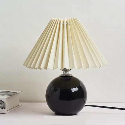 Vintage Ceramic Table Lamp with Pleated Shade