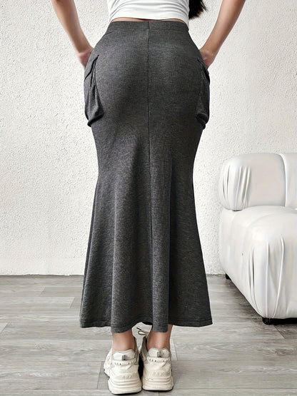 Isla Mermaid Ribbed Cargo Skirt | Drawstring Waist Cargo Skirt