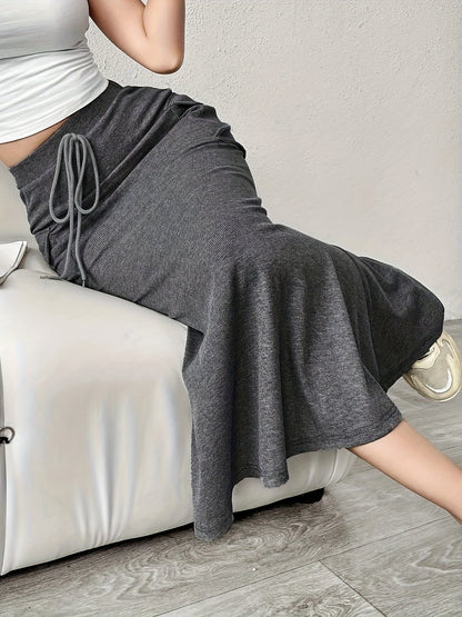 Isla Mermaid Ribbed Cargo Skirt | Drawstring Waist Cargo Skirt