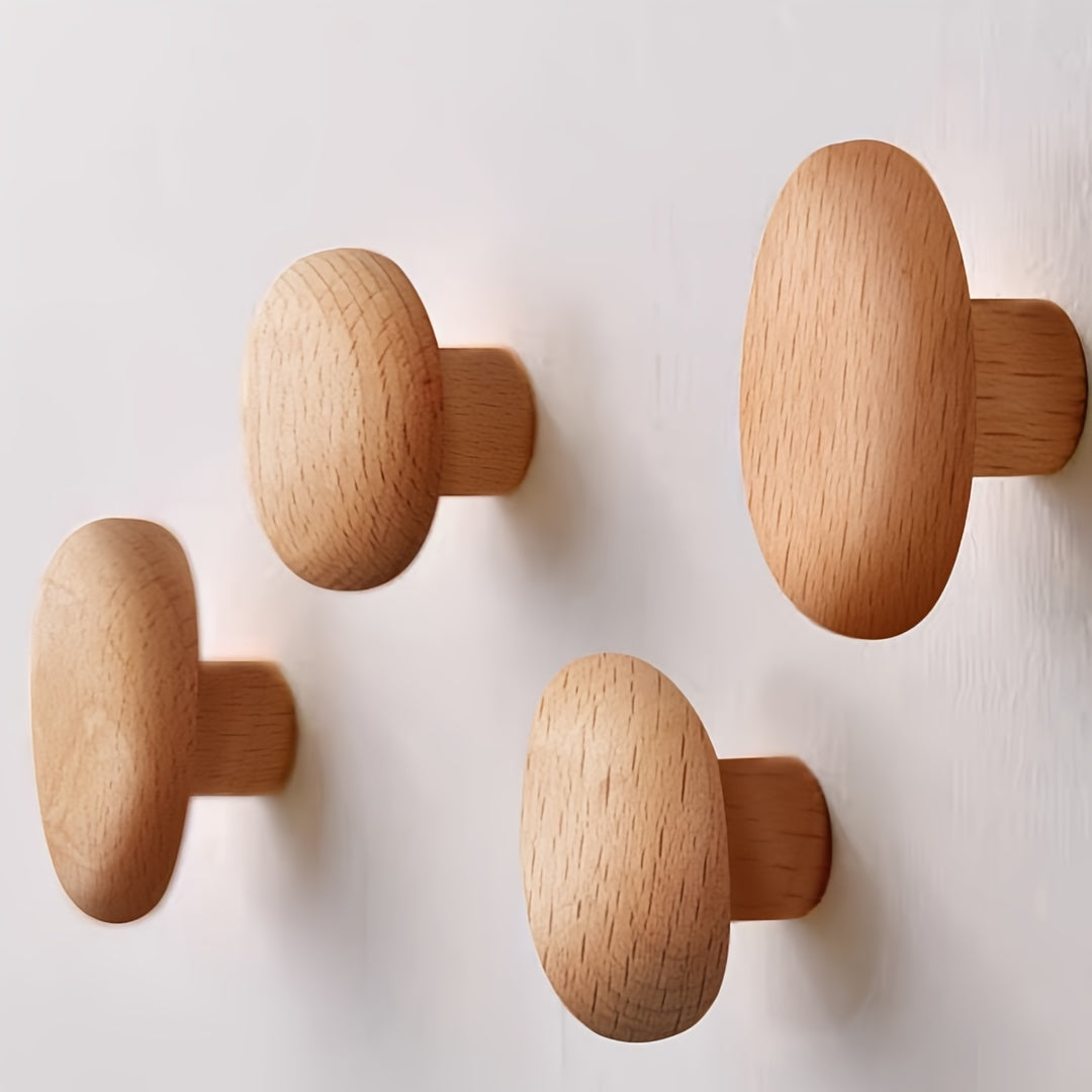 Minimalist Wooden Wall Hook with Natural Grain