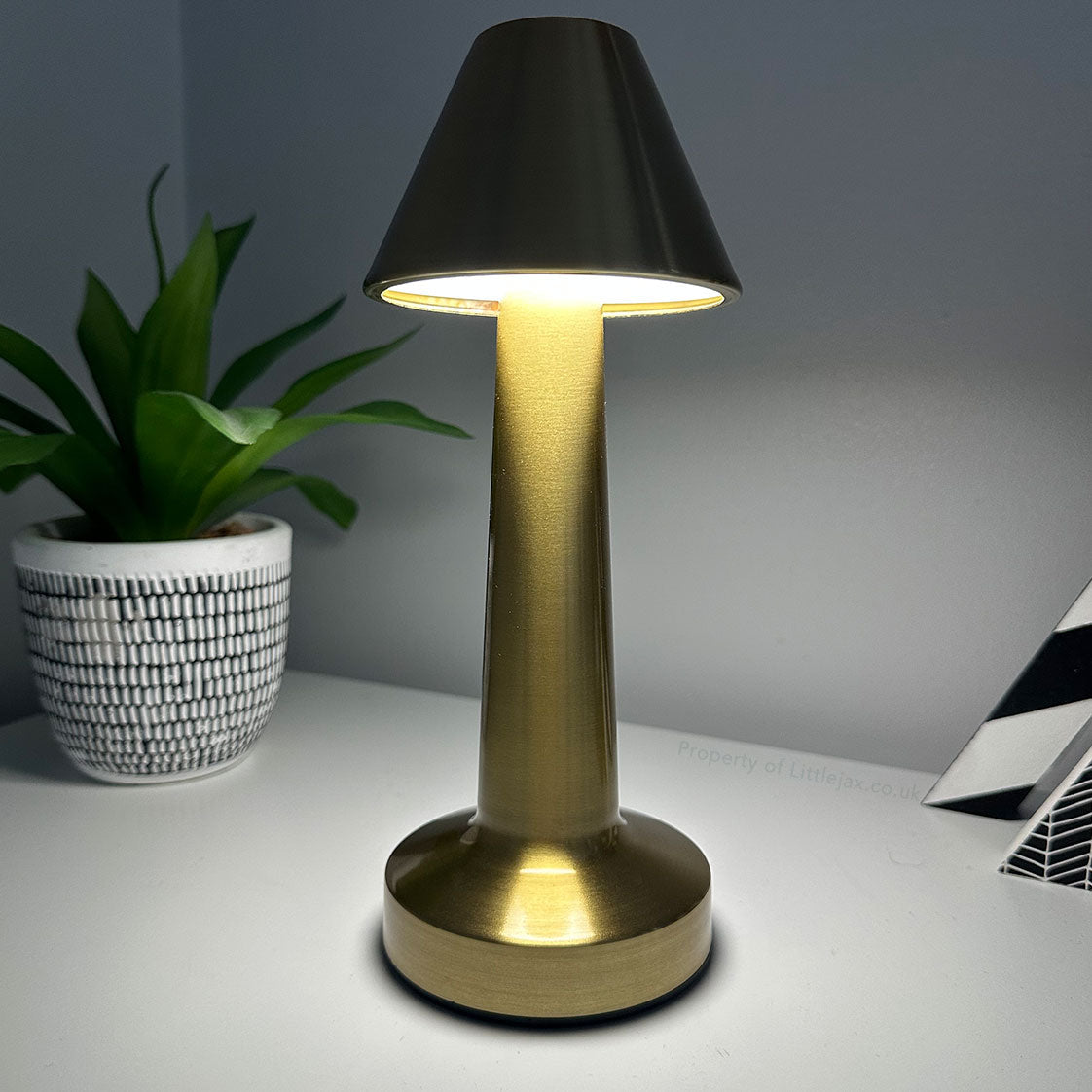 Modern Cordless Brushed Brass Table Lamp
