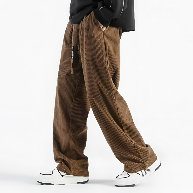 Arthur Relaxed Fit Pants | Ribbed Drawstring Waist Casual Pants