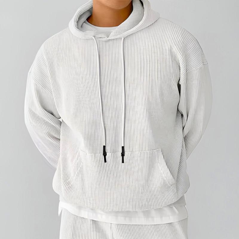 Theodore Oversized Hoodie | Ribbed Drawstring Kangaroo Pocket Hoodie