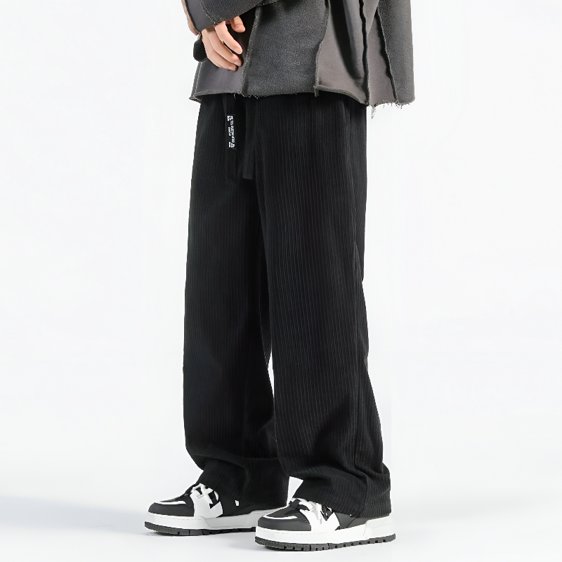 Arthur Relaxed Fit Pants | Ribbed Drawstring Waist Casual Pants