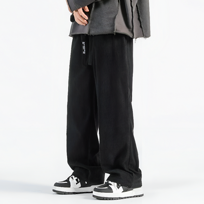 Arthur Relaxed Fit Pants | Ribbed Drawstring Waist Casual Pants