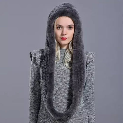 Rosie Ribbed Hooded Cowl Neck Hooded Scarf | Relaxed Fit Neck and Head Coverage Scarf