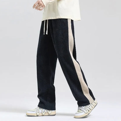 George Relaxed Fit Sweatpants | Drawstring Waist Side Stripe Sweatpants