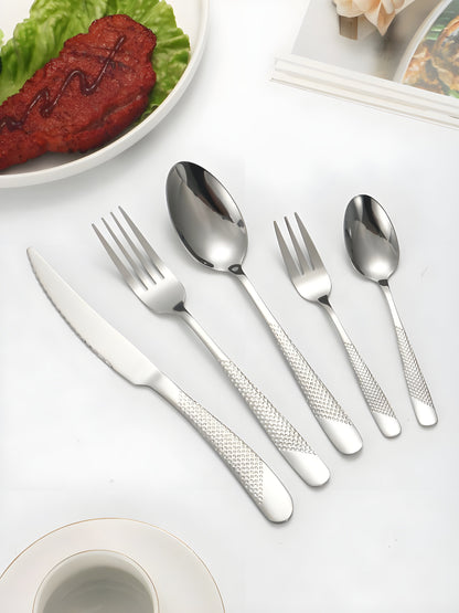 Minimalist Textured Stainless Steel Cutlery Set